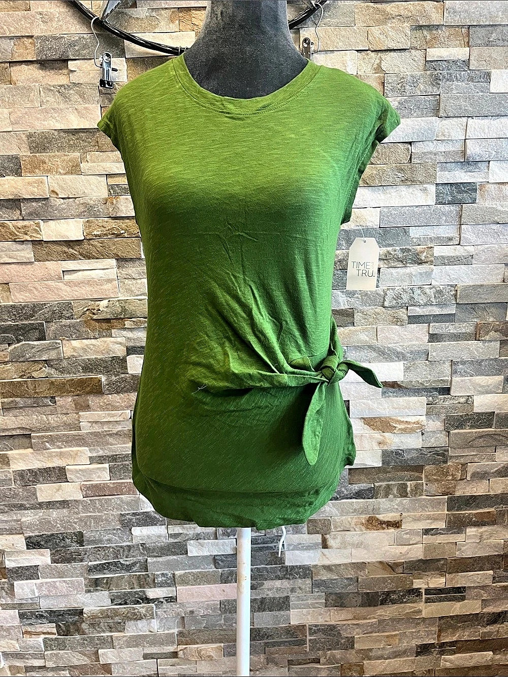 Time and Tru Side-Tie Short Sleeve Top Green XS